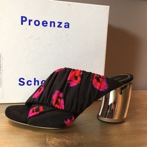 NIB Proenza Schouler Tess Ikat Floral Printed Mules Heels (fits like US 8)